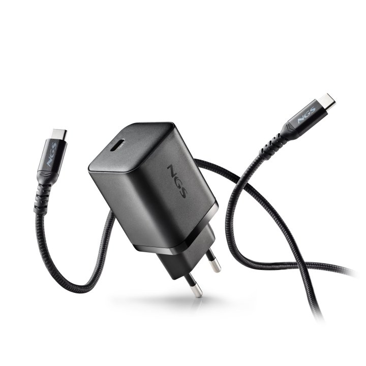 Cargador Usb Gan Ngs Bud65w-l 65w 1xusb-c Pd Pps Diseño Compacto Con Cable Trenzado Y 5 Tips Negro