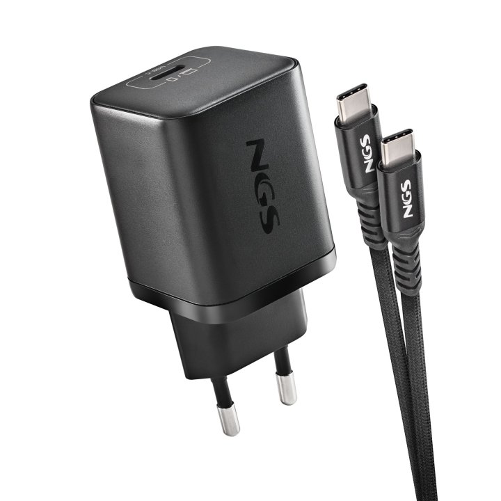 Cargador Usb Gan Ngs Bud65w-l 65w 1xusb-c Pd Pps Diseño Compacto Con Cable Trenzado Y 5 Tips Negro