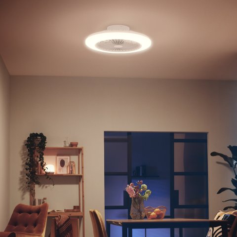 Ventilador De Techo Philips Amigo 60+25w Plafon Led 30-44-65k Mando Distancia Blanco Aspas Ocultas