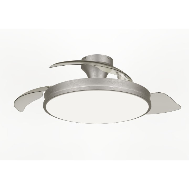 Ventilador De Techo Philips Atlas 35+28w Plafon Led 27-65k Mando A Distancia Niquel Aspas Retractiles