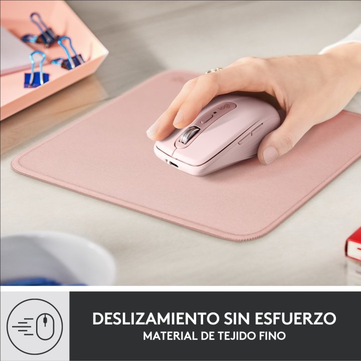 Alfombrilla Logitech Studio Material Reciclado Pet Superficie Tela Goma Antideslizante 230x200mm Rosa
