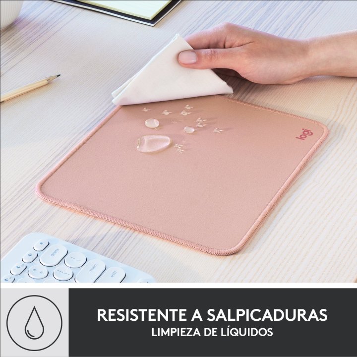 Alfombrilla Logitech Studio Material Reciclado Pet Superficie Tela Goma Antideslizante 230x200mm Rosa