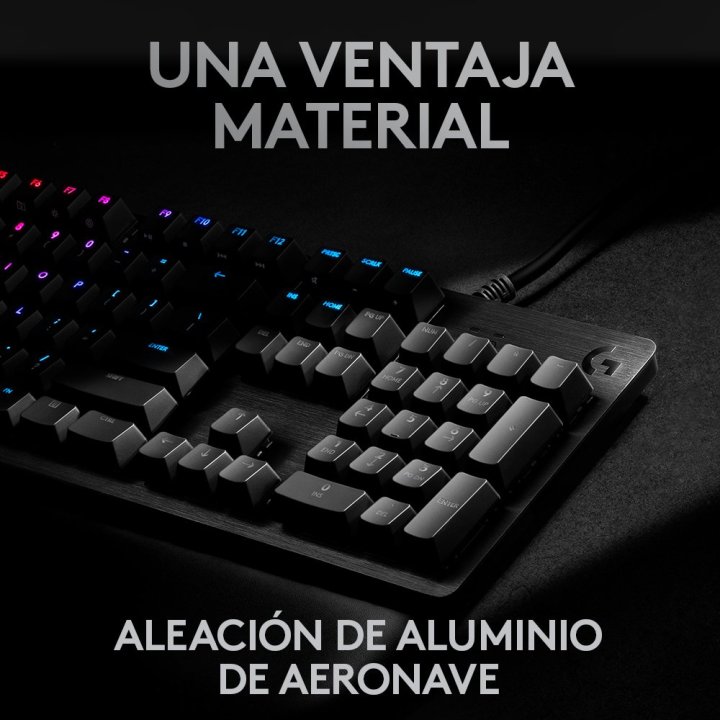 Teclado Logitech G512 Carbon Gaming Mecanico Tactil Gx Brown Rgb Lightsync Aluminio Negro