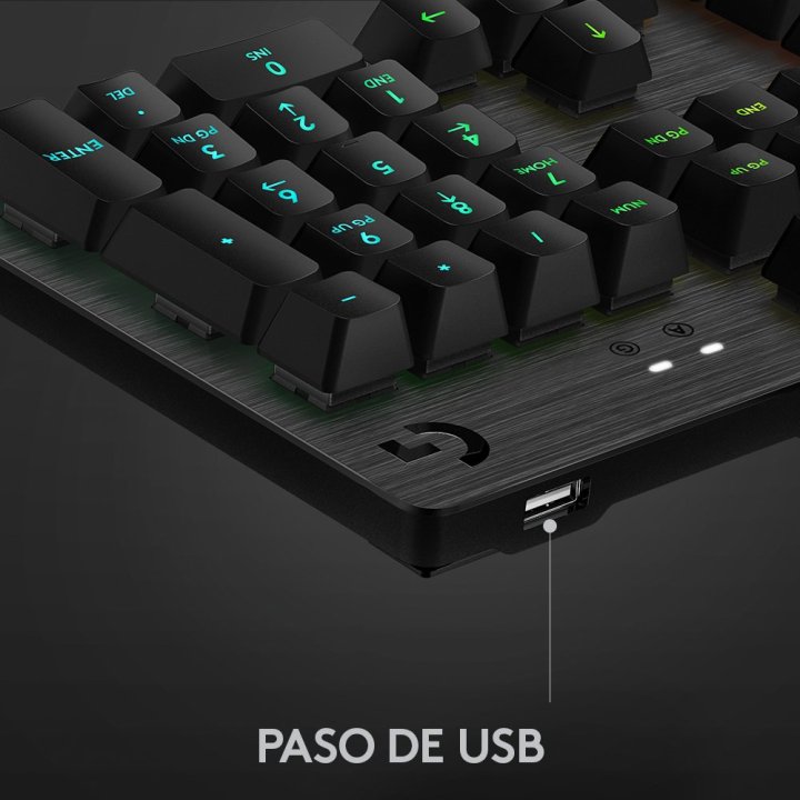 Teclado Logitech G512 Carbon Gaming Mecanico Tactil Gx Brown Rgb Lightsync Aluminio Negro