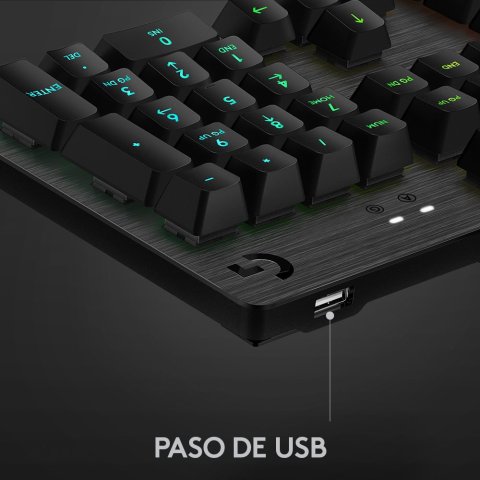 Teclado Logitech G512 Carbon Gaming Mecanico Tactil Gx Brown Rgb Lightsync Aluminio Negro