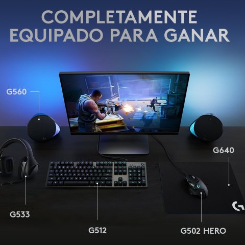 Teclado Logitech G512 Carbon Gaming Mecanico Tactil Gx Brown Rgb Lightsync Aluminio Negro