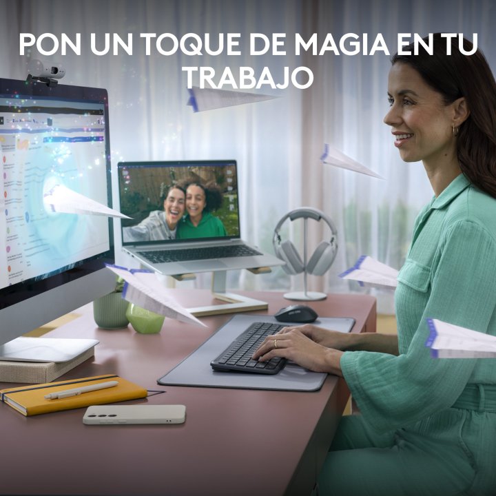 Teclado Y Mouse Logitech Wireless Signature Slim Mk950 Multidispositivo 4000 Dpi Ergonomico Grafito