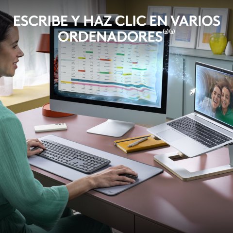 Teclado Y Mouse Logitech Wireless Signature Slim Mk950 Multidispositivo 4000 Dpi Ergonomico Grafito