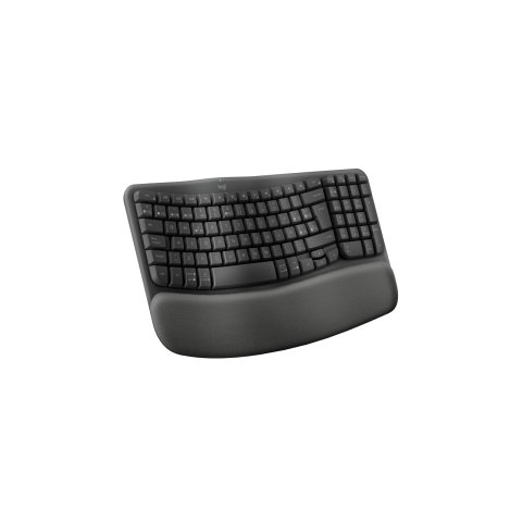 Teclado Logitech Wireless Wave Keys Ergonomico Ondulado Repositor Receptor Bolt Grafito