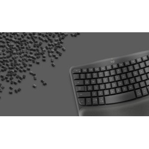 Teclado Logitech Wireless Wave Keys Ergonomico Ondulado Repositor Receptor Bolt Grafito 2
