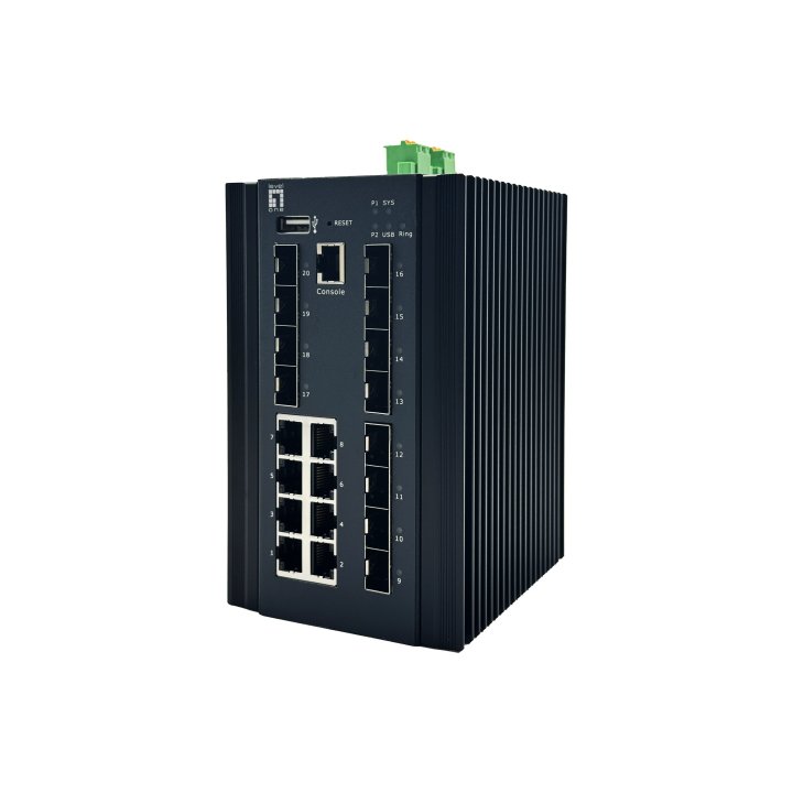 Switch Industrial Gestionado L2 Plus De 20p, 8 X 1gbe Rj45 8 X 1gbe Sfp 4 X 1 2.5gbe Sfp Din-rail