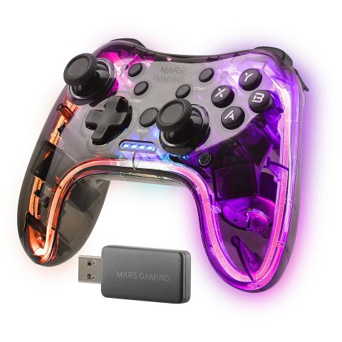 (km0) Gamepad Inalambrico Mars Gaming Mgp-24 Usb 2.4g Pro Usb-c Multiplataforma 20 Botones Rgb Neon Vibración Haptica Dual Ca