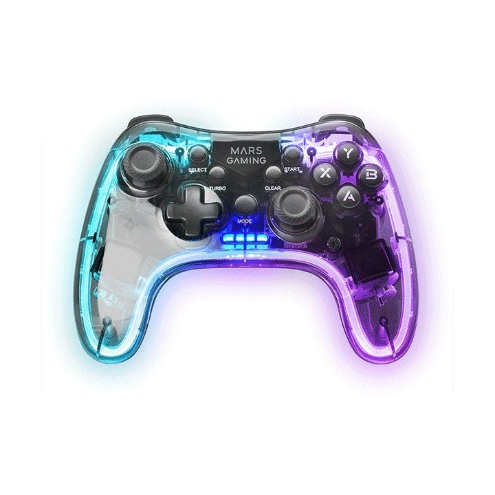 (km0) Gamepad Inalambrico Mars Gaming Mgp-24 Usb 2.4g Pro Usb-c Multiplataforma 20 Botones Rgb Neon Vibración Haptica Dual Ca