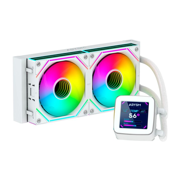 Sistema De Refrigeracion Liquida Abysm Ab324012 Oceanic Lcd 240 Blaco Argb Dual Fan