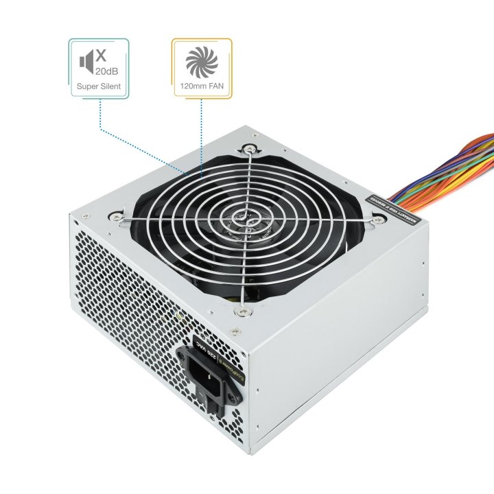 (km0) Fuente De Alimentacion Tooq 500w Tqep-500sse Fan 12cm 4 Sata 2 Molex Cable Alimentación Cash30