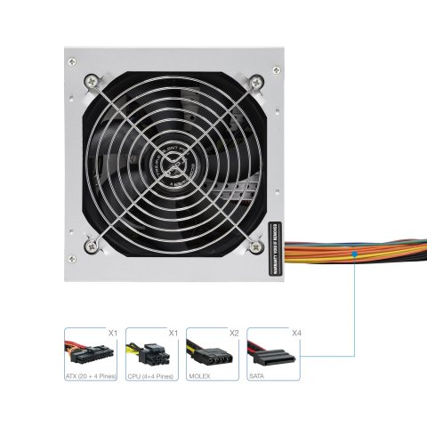 (km0) Fuente De Alimentacion Tooq 500w Tqep-500sse Fan 12cm 4 Sata 2 Molex Cable Alimentación Cash30