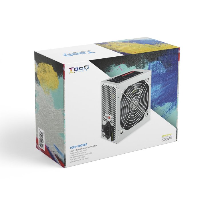 (km0) Fuente De Alimentacion Tooq 500w Tqep-500sse Fan 12cm 4 Sata 2 Molex Cable Alimentación Cash30