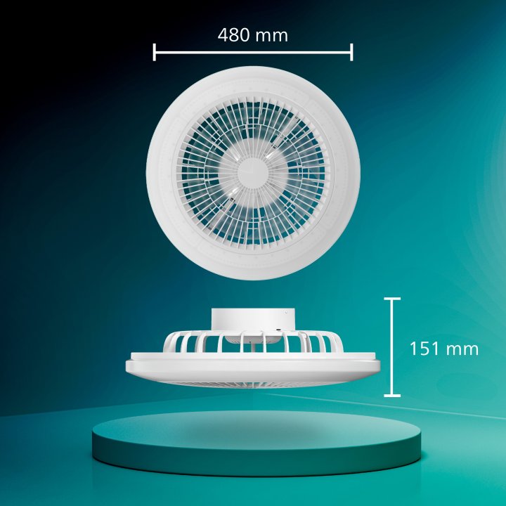 Ventilador De Techo Philips Amilo 40+20w Plafon Led Rgb 27-65k Mando Distancia Blanco 3 Aspas Interior