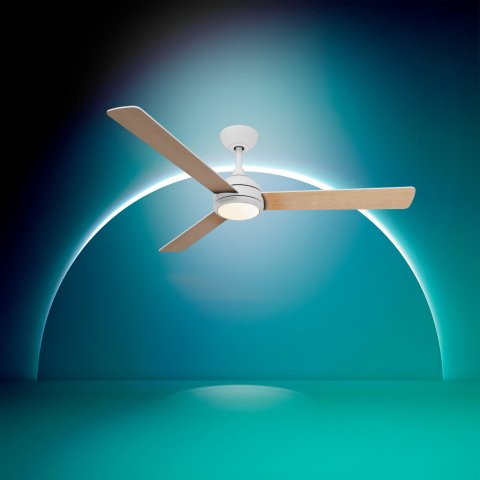 Ventilador De Techo Philips Velyx 24+32w Plafon Led 30-65k Mando A Distancia Blanco 3 Aspas De Madera