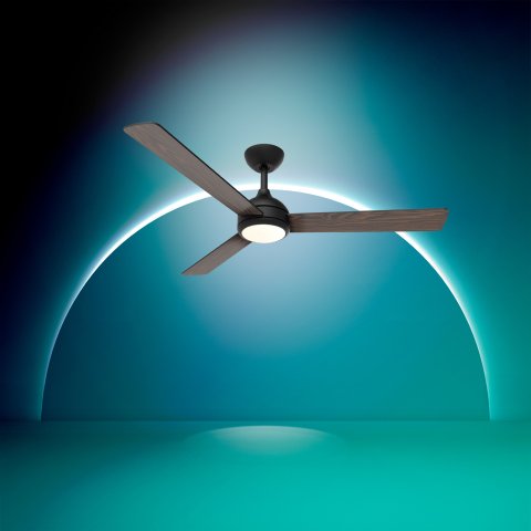Ventilador De Techo Philips Velyx 24+32w Plafon Led 30-65k Mando A Distancia Negro 3 Aspas De Madera