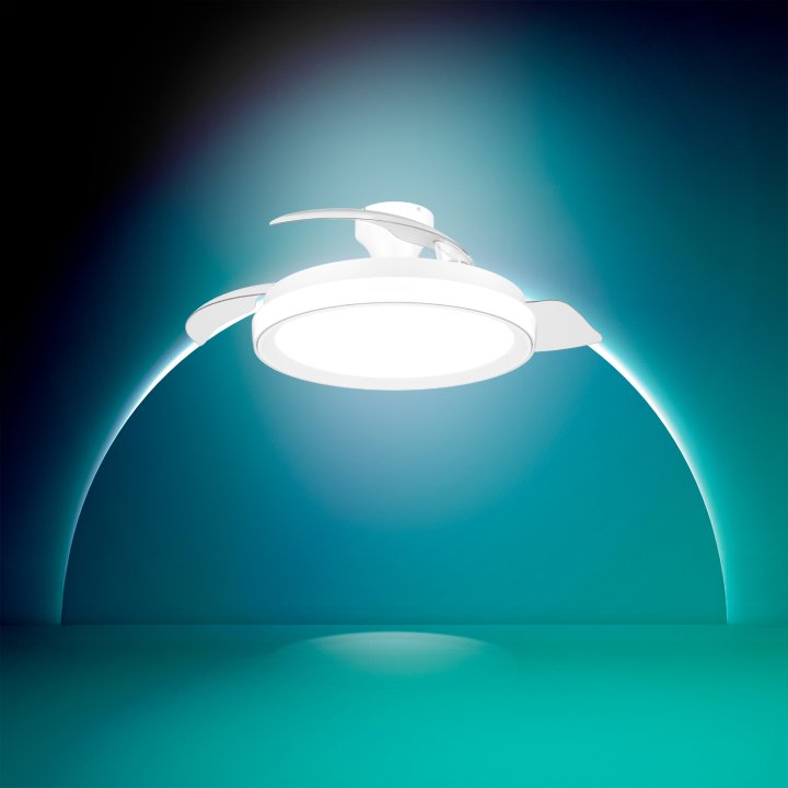 Ventilador De Techo Philips Bliss 35+28w Plafon Led 27-65k Mando A Distancia Blanco Aspas Retractile