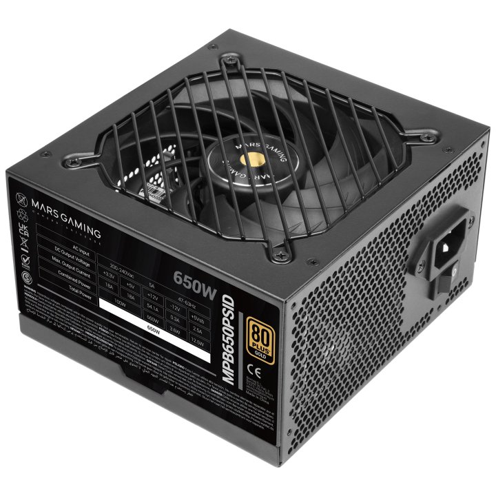 Fuente Mars Gaming 650w Mpb650psid Atx3.1 80+gold Pfc Activo Pcie5.1 12v-2x6 Dc-dc Digital Smd Negro