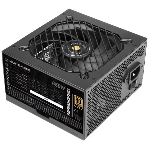 Fuente Mars Gaming 650w Mpb650psid Atx3.1 80+gold Pfc Activo Pcie5.1 12v-2x6 Dc-dc Digital Smd Negro