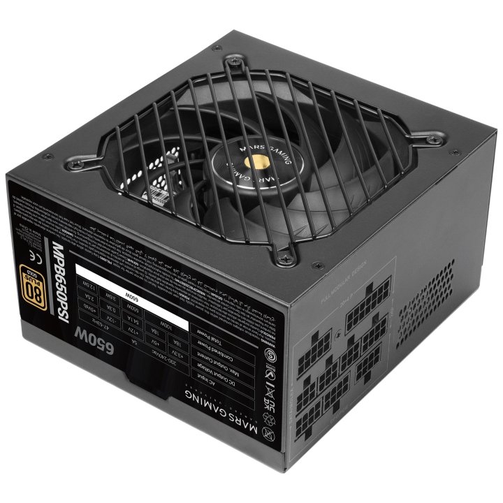 Fuente Modular Mars Gaming 650w Mpb650psi Atx3.1 80+gold Pfc Activo Pcie5.1 12v-2x6 Dc-dc Smd Negro