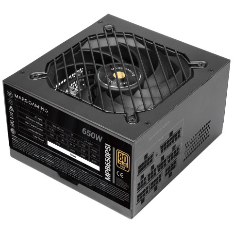 Fuente Modular Mars Gaming 650w Mpb650psi Atx3.1 80+gold Pfc Activo Pcie5.1 12v-2x6 Dc-dc Smd Negro