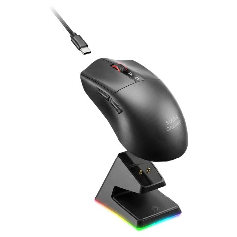Mouse Mars Gaming Wireless Y Bluetooth Mmw-elite Tri-mode 2.4ghz Bt 5.4 6 Botones 20000 Dpi Negro