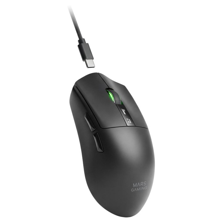 Mouse Mars Gaming Wireless Y Bluetooth Mmw-elite Tri-mode 2.4ghz Bt 5.4 6 Botones 20000 Dpi Negro
