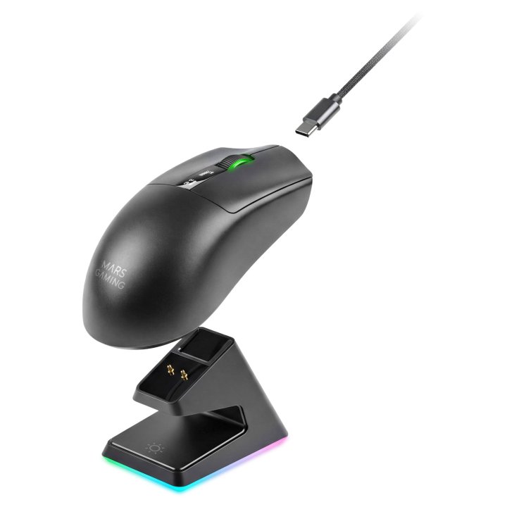 Mouse Mars Gaming Wireless Y Bluetooth Mmw-elite Tri-mode 2.4ghz Bt 5.4 6 Botones 20000 Dpi Negro