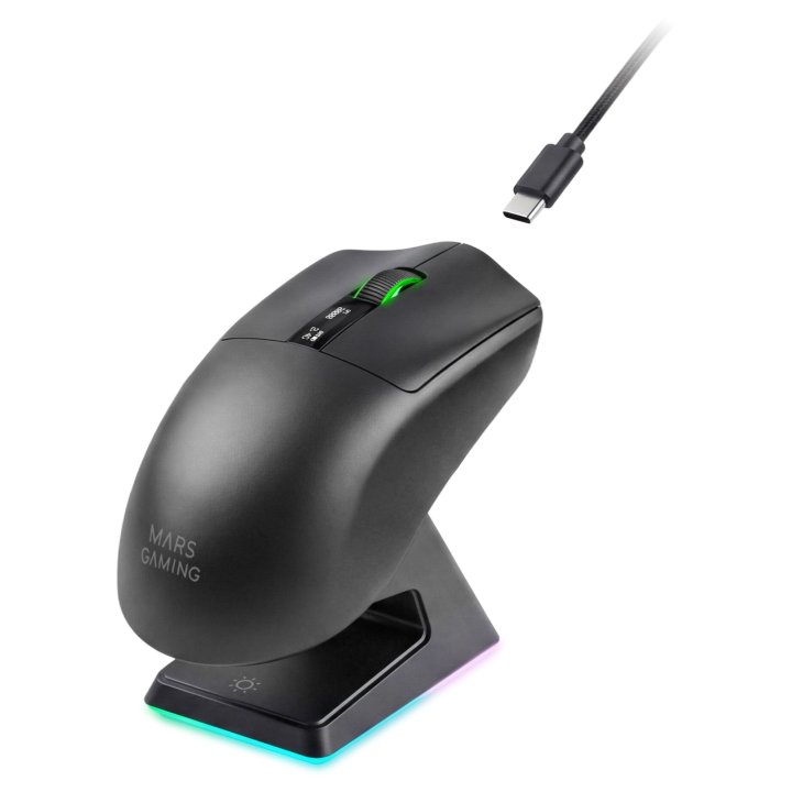 Mouse Mars Gaming Wireless Y Bluetooth Mmw-elite Tri-mode 2.4ghz Bt 5.4 6 Botones 20000 Dpi Negro