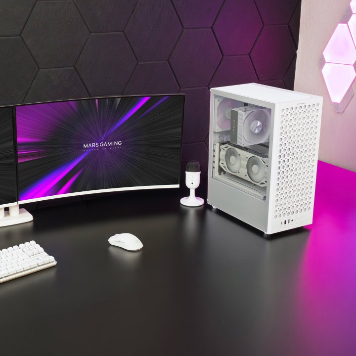 Caja Atx Mars Gaming Mc-t800 Frontal Airdot Mesh 4x Ventiladores Fdb Cablehatch Usb-c Blanco