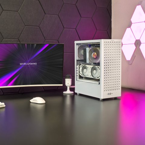Caja Atx Mars Gaming Mc-t800 Frontal Airdot Mesh 4x Ventiladores Fdb Cablehatch Usb-c Blanco