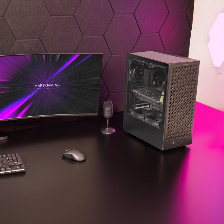 Caja Atx Mars Gaming Mc-t800 Frontal Airdot Mesh 4x Ventiladores Fdb Cablehatch Usb-c Negro
