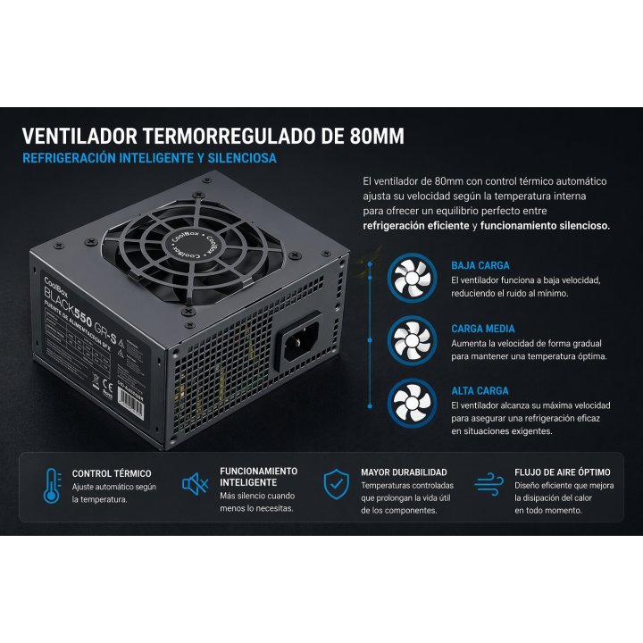 Fuente Alimentacion Sfx Coolbox Basic Black 550 550w Ventilador 8cm Color Negro