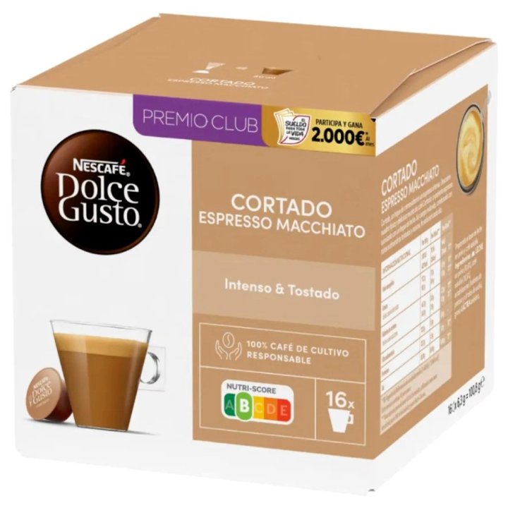 Cápsulas Dolce Gusto Cortado Espresso Macchiato Tripack Nescafe 48 Unidades (3x16)