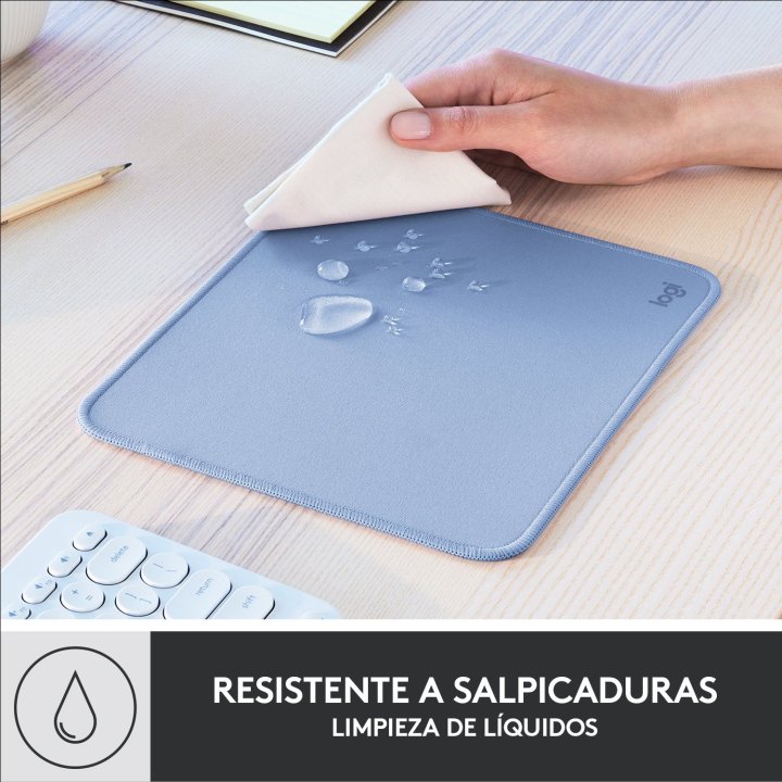 Alfombrilla Logitech Studio Material Reciclado Pet Superficie Tela Goma Antideslizante 230x200mm Gris Azulado