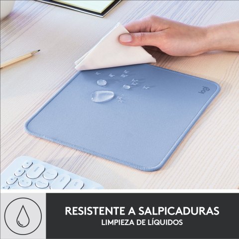 Alfombrilla Logitech Studio Material Reciclado Pet Superficie Tela Goma Antideslizante 230x200mm Gris Azulado