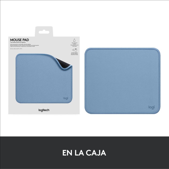 Alfombrilla Logitech Studio Material Reciclado Pet Superficie Tela Goma Antideslizante 230x200mm Gris Azulado