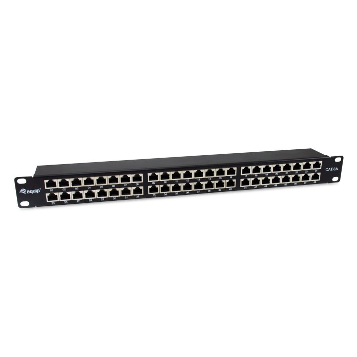 Patch Panel 48 Puertos Categoria 6a  Ftp Apantallado 1u Color Negro