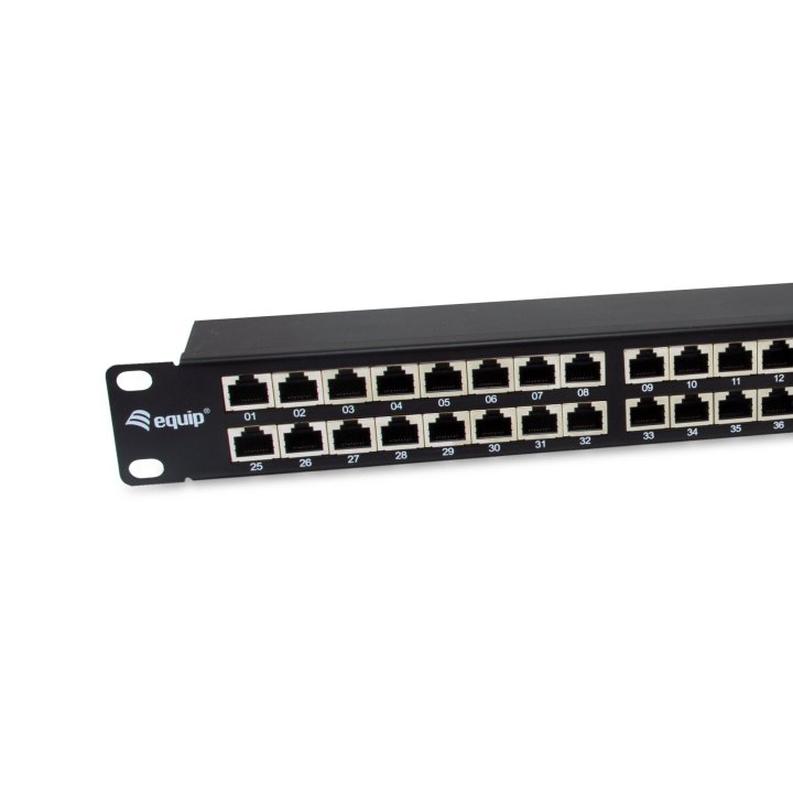 Patch Panel 48 Puertos Categoria 6a  Ftp Apantallado 1u Color Negro