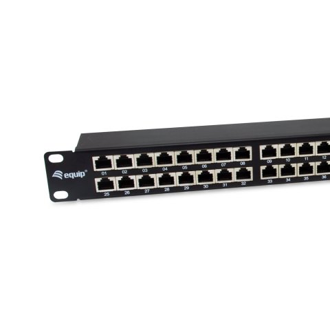 Patch Panel 48 Puertos Categoria 6a  Ftp Apantallado 1u Color Negro