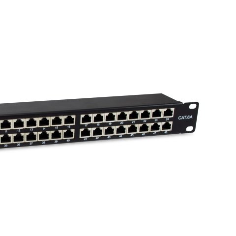 Patch Panel 48 Puertos Categoria 6a  Ftp Apantallado 1u Color Negro