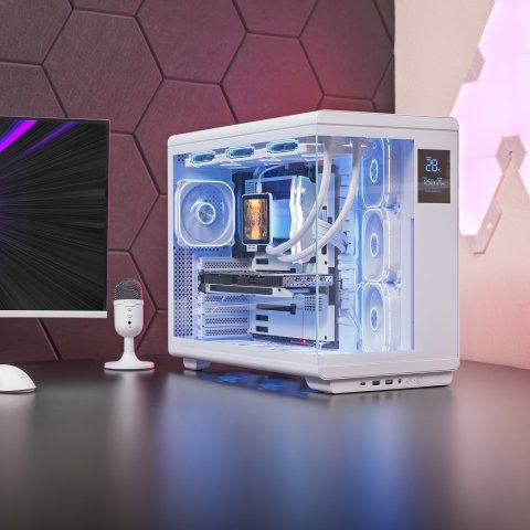 Caja Atx Mars Gaming Mc-revpro Pantalla Lcd 4.3" Cristal Templado 4x Ventiladores Argb Blanco
