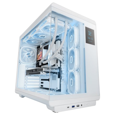 Caja Atx Mars Gaming Mc-revpro Pantalla Lcd 4.3" Cristal Templado 4x Ventiladores Argb Blanco
