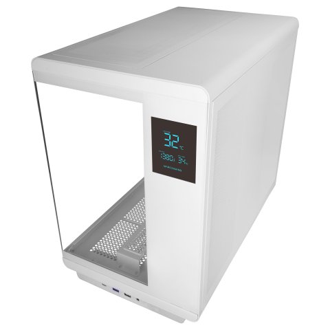 Caja Atx Mars Gaming Mc-revpro Pantalla Lcd 4.3" Cristal Templado 4x Ventiladores Argb Blanco
