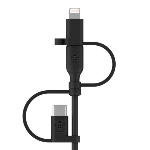 Cable Usb-a 3in1 1m Belkin Cac001bt1mbk 15w 480mbps Conectores Usb-c Micro-usb Lightning Negro
