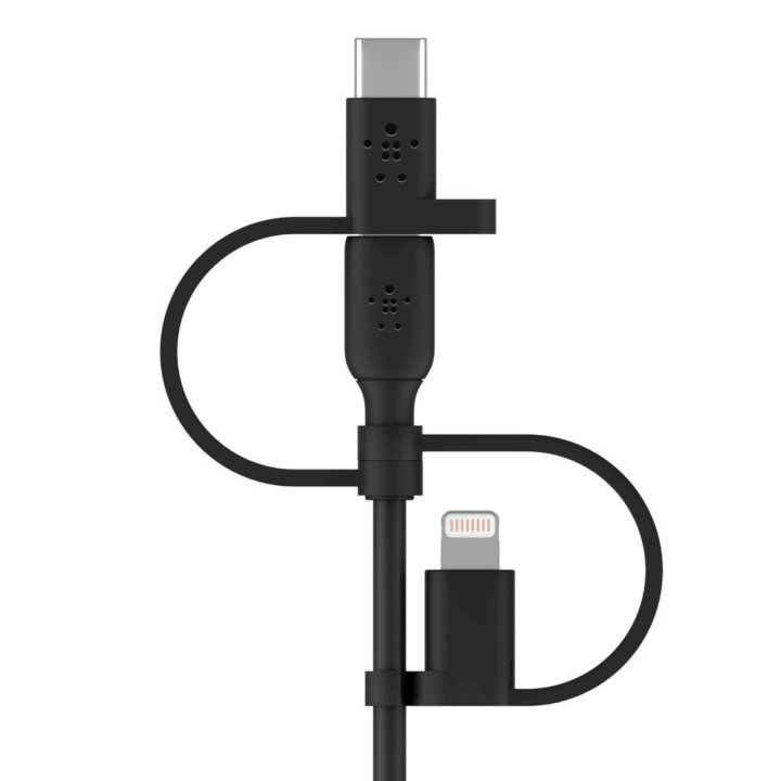 Cable Usb-a 3in1 1m Belkin Cac001bt1mbk 15w 480mbps Conectores Usb-c Micro-usb Lightning Negro